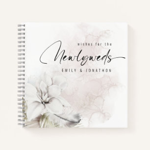 White Florals Wishes for Newlyweds Guest Book