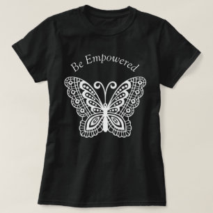 White Flourish Butterfly Inspirational Message  T-Shirt
