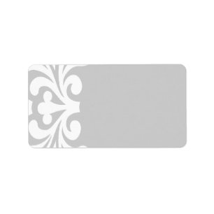 White Flourish Silver Blank Address Labels
