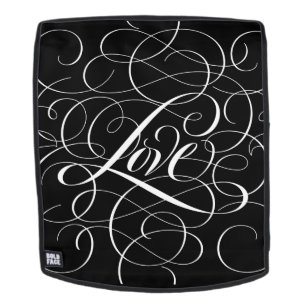 White Flourished Love Calligraphy Script Lettering Backpack