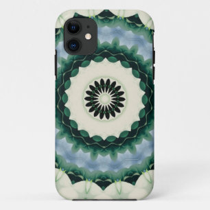 White Flower and Cerulean Blue Mandala iPhone 11 Case