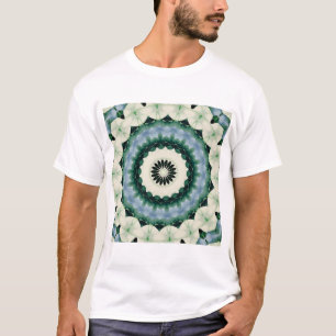 White Flower and Cerulean Blue Mandala T-Shirt