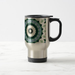 White Flower and Cerulean Blue Mandala Travel Mug