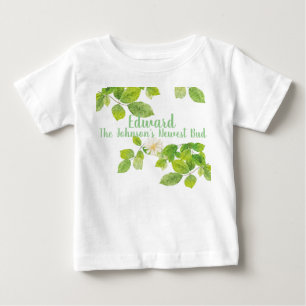 White Flower and Green Leaves Garden Baby T-Shirt