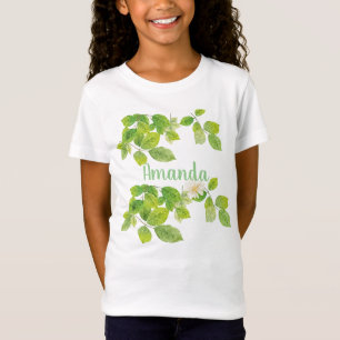 White Flower and Green Leaves Garden T-Shirt