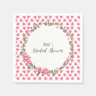 White flower and heart bridal shower Paper Napkin