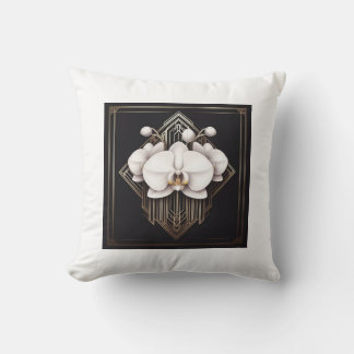 White Flower Art Deco  Cushion
