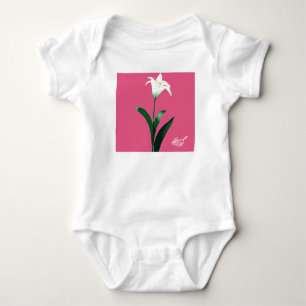 white flower baby bodysuit