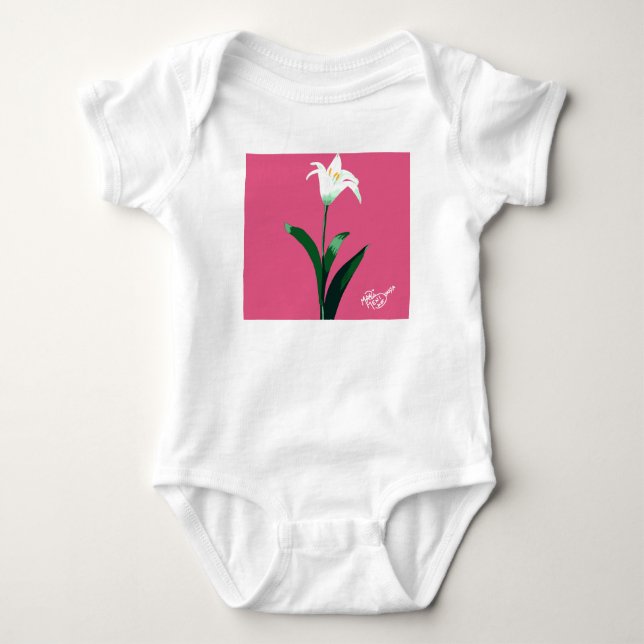 white flower baby bodysuit (Front)