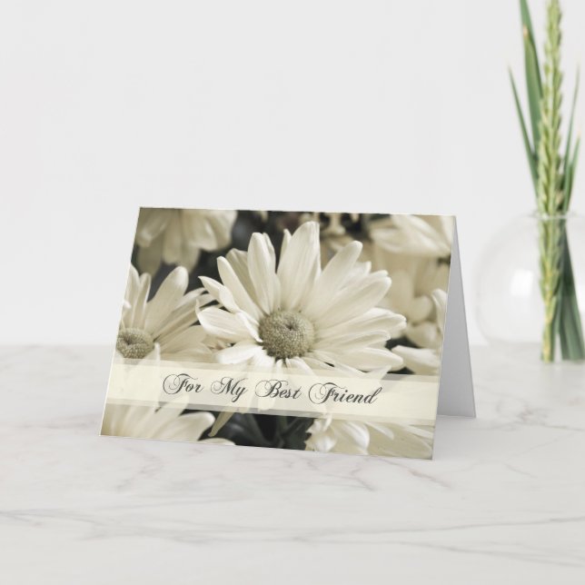 White Flower Best Friend Bridesmaid Thank You Card (Front)