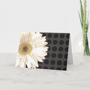 White Flower Black Dots Card