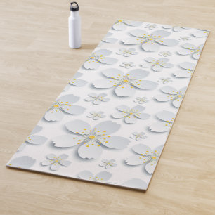 White Flower Blossom Yoga Mat