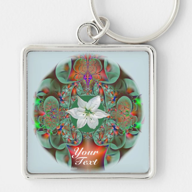 White Flower Bouquet Key Ring (Front)