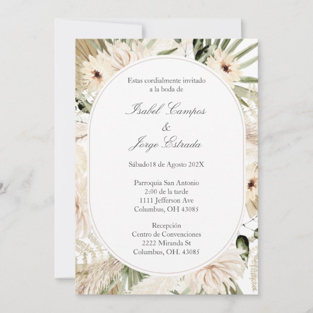 White flower bouquet Wedding Invitation (Front)