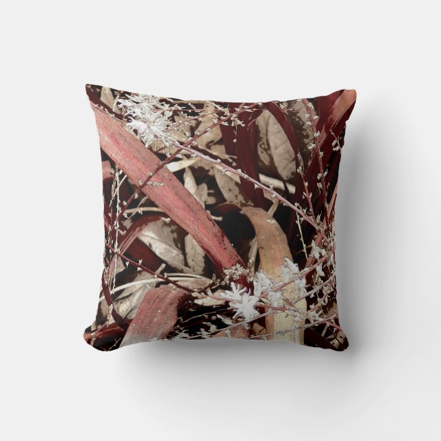 white flower & burgundy leaf no3 cushion (Front)