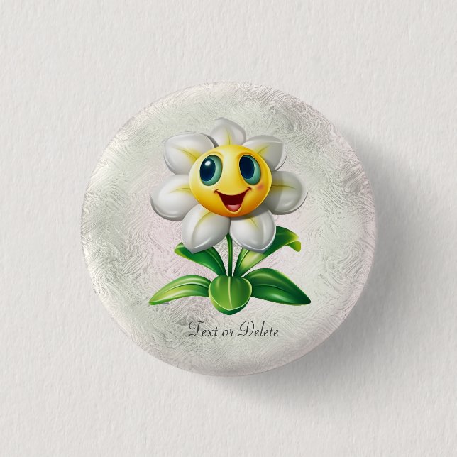 White Flower Button (Front)