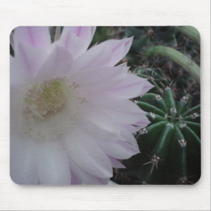 White Flower Cactus Mouse Mat