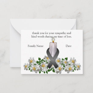 White Flower Candle After Funeral Thank You Card