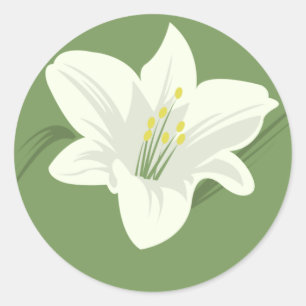 White Flower Classic Round Sticker