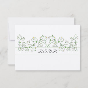 White Flower Climbing Vine RSVP Card