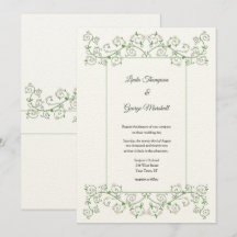 White Flower Climbing Vine Wedding Invitation