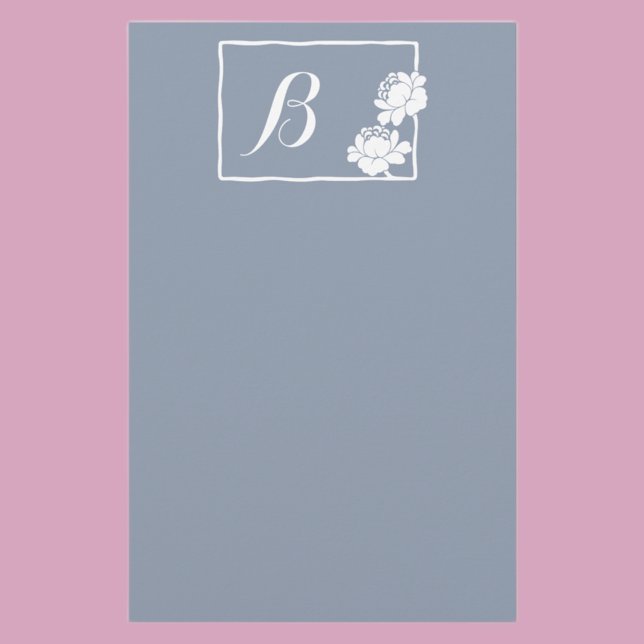 White Flower Customisable Monogram Stationery (Creator Uploaded)
