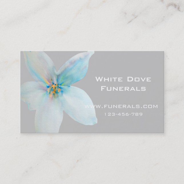 White flower design funeral services business card (Front)