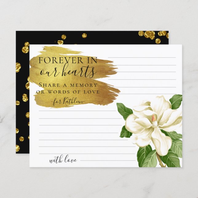 White Flower Elegant Share a Memory Funeral Card (Front/Back)