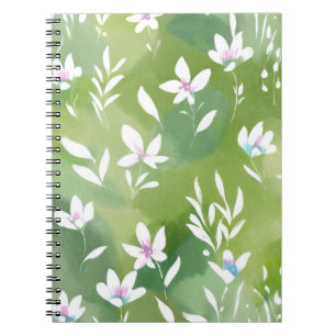 White Flower Fields   Elegant Spring Floral  Notebook