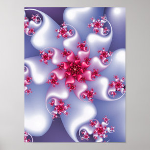 White Flower Fractal Poster