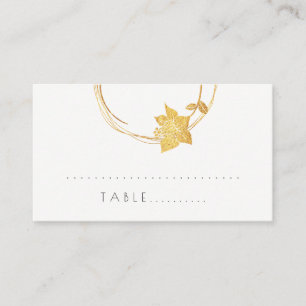 White  Flower Gold Small Polka Dots Table Card