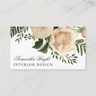 White Flower Greenery Leaves Business Card
