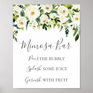 White Flower & Greenery Mimosa Bar Sign