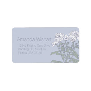 White flower grey wedding reply address labels