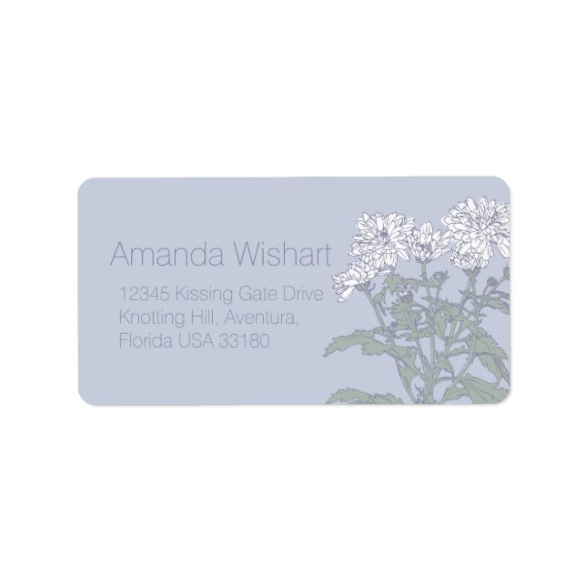 White flower grey wedding reply address labels (Front)