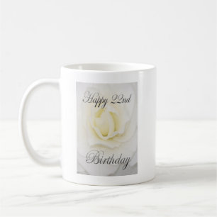 White Flower Happy 22nd Birthday Mug