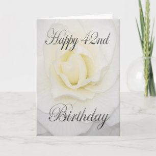 White Flower Happy 42nd Birthday Card