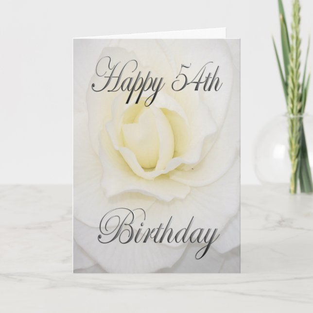White Flower Happy 54th Birthday Card (Front)