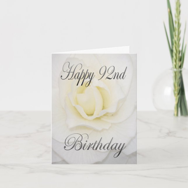 White Flower Happy 92nd Birthday Card (Front)