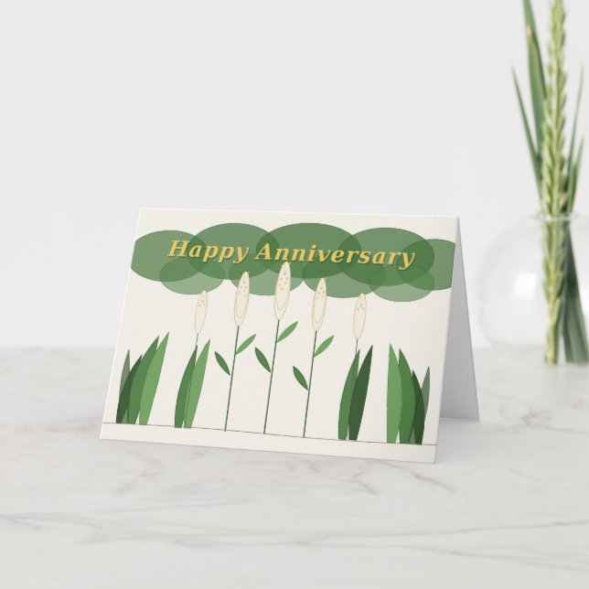 White Flower Happy Anniversary Card (Front)