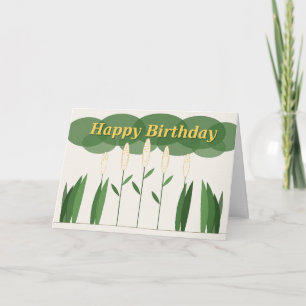 White Flower Happy Birthday Card