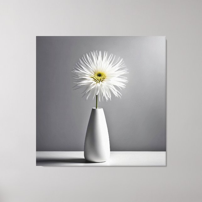 White Flower In Vase Simplicity Canvas Print (Front)