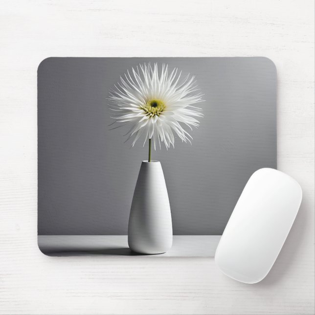 White Flower In Vase Simplicity Mouse Mat (With Mouse)