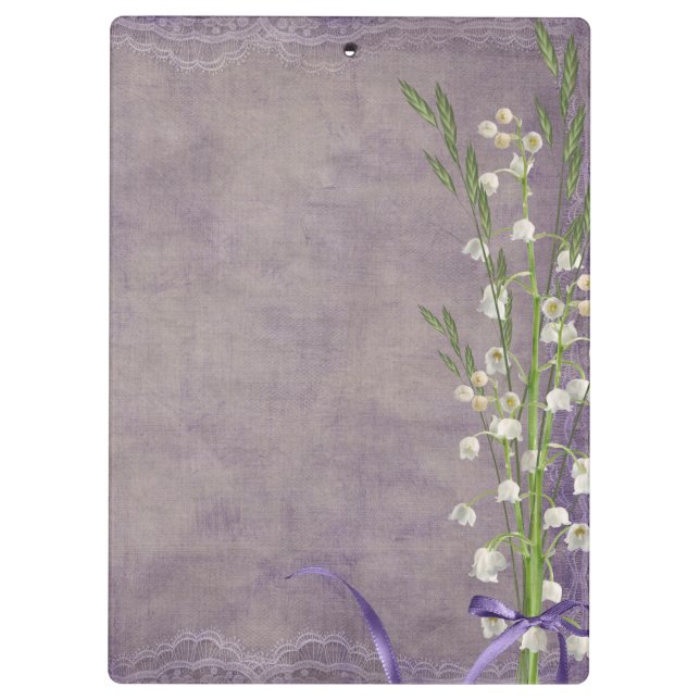 White Flower Lace Monogram Initial Clip Board (Back)