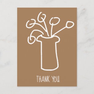 White flower modern simple outline art postcard
