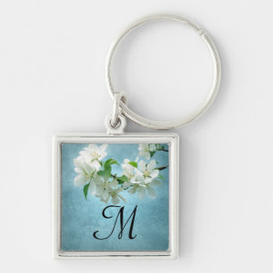 White Flower on Blue Sky Key Chain