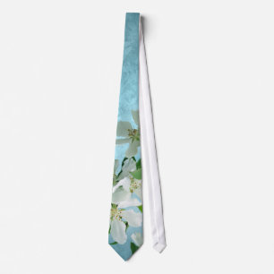 White Flower on Blue Sky Men's Tie