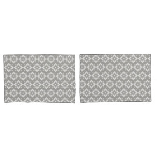 White flower on grey background repeat pattern pillowcase