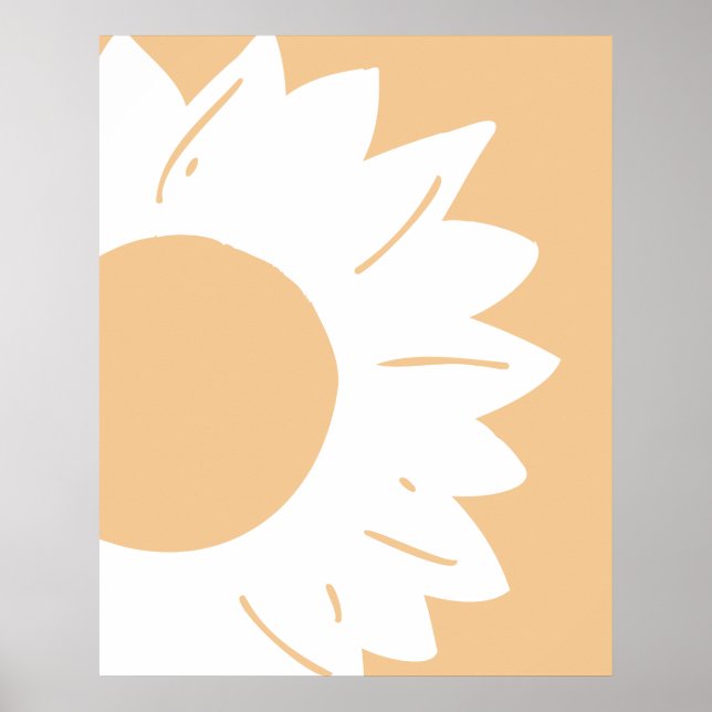 White Flower on Light Orange Abstract Wall Art (Front)