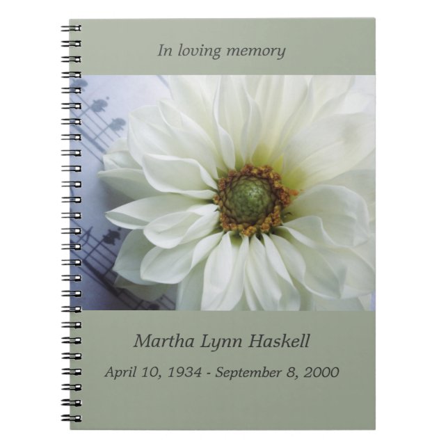 White flower on music memorial notebook (Front)